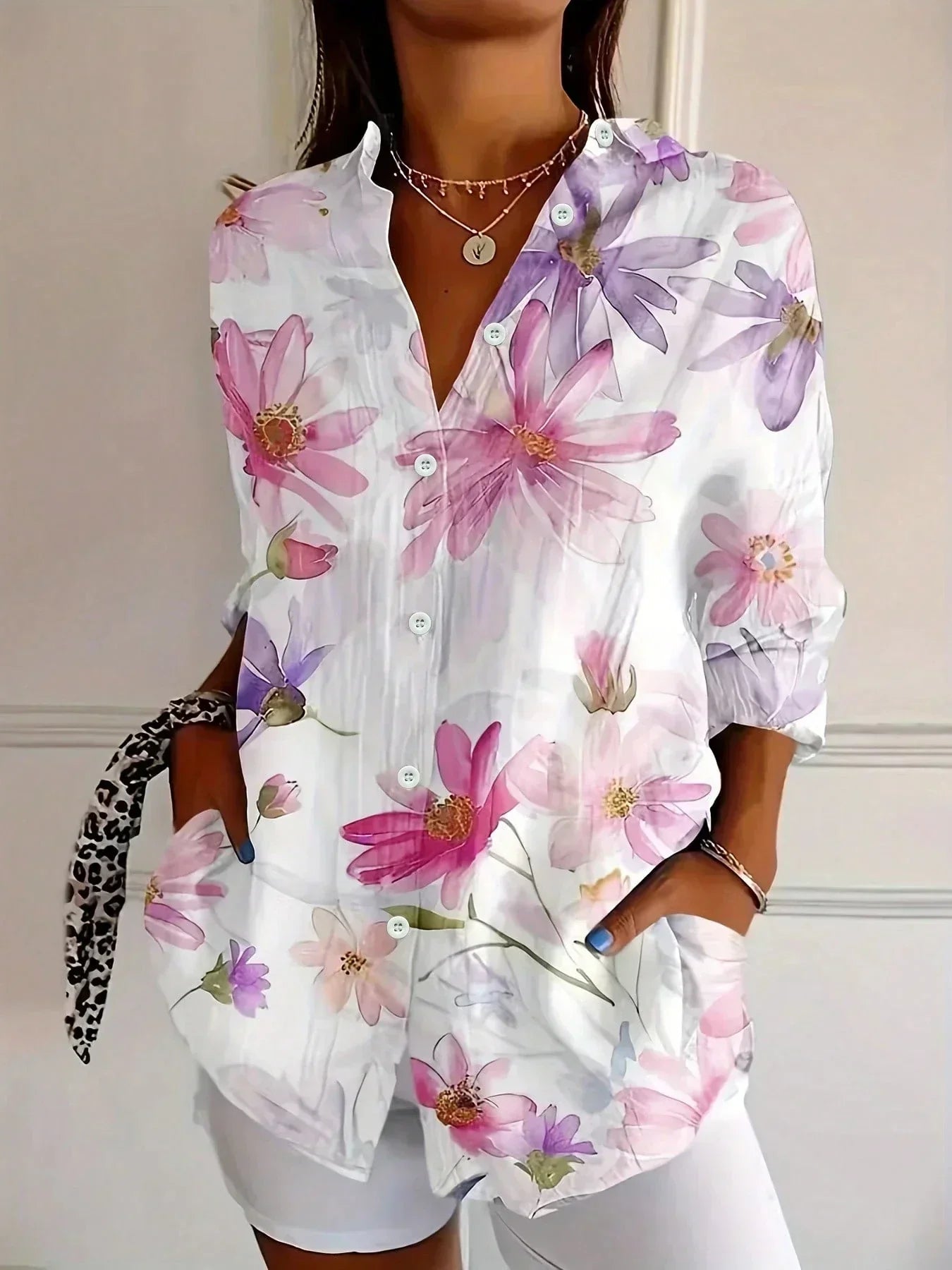 Asiah - Colorful Pattern Blouse with All-Day Comfort