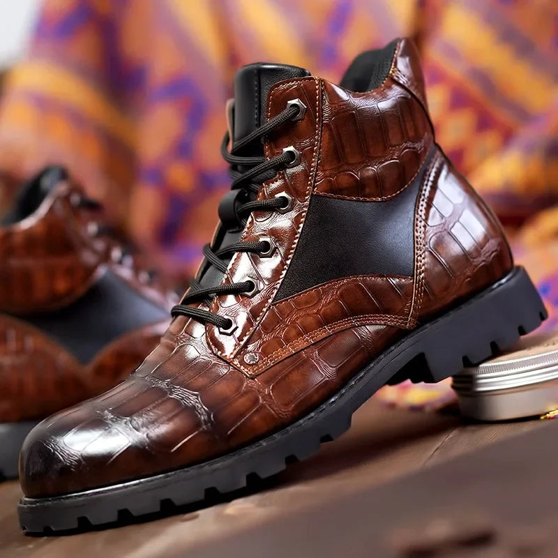 Dante - Croc Leather-Look Boots
