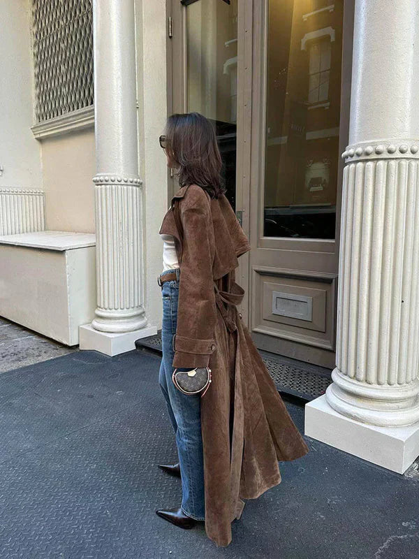 Arizonia - Elegant Suede-Look Trenchcoat