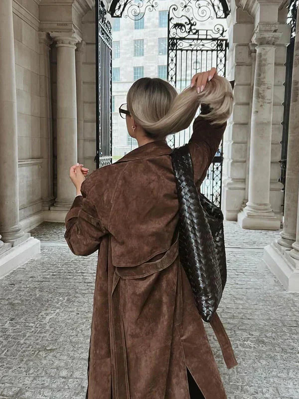 Arizonia - Elegant Suede-Look Trenchcoat