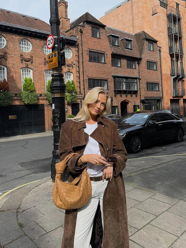 Arizonia - Elegant Suede-Look Trenchcoat