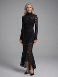 Marga - Lace Midi Dress With High Neck And Long Sleeves