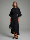 Sirenna - Asymmetrical Midi Dress With Cape Sleeve And Defined Waist