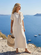 Louise - Round Neck Short Sleeve Pocket Maxi Dress