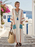 Aliza - V Neck Half Sleeve Pocket Maxi Dress