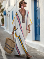 Aliza - V Neck Half Sleeve Pocket Maxi Dress