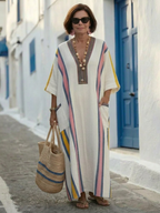 Aliza - V Neck Half Sleeve Pocket Maxi Dress