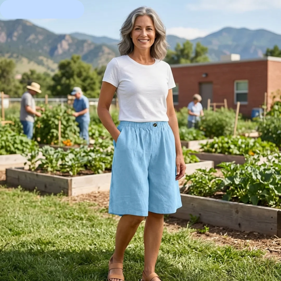 Arabella Relaxed Comfort Shorts worn outdoors