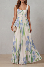 Coleen - Watercolor Floral Pleated Maxi Dress
