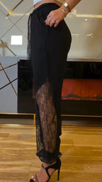 Fervie - Lace Detail Elegant Pants