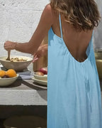 Isla - Women's Solid Color Backless Cami Dress