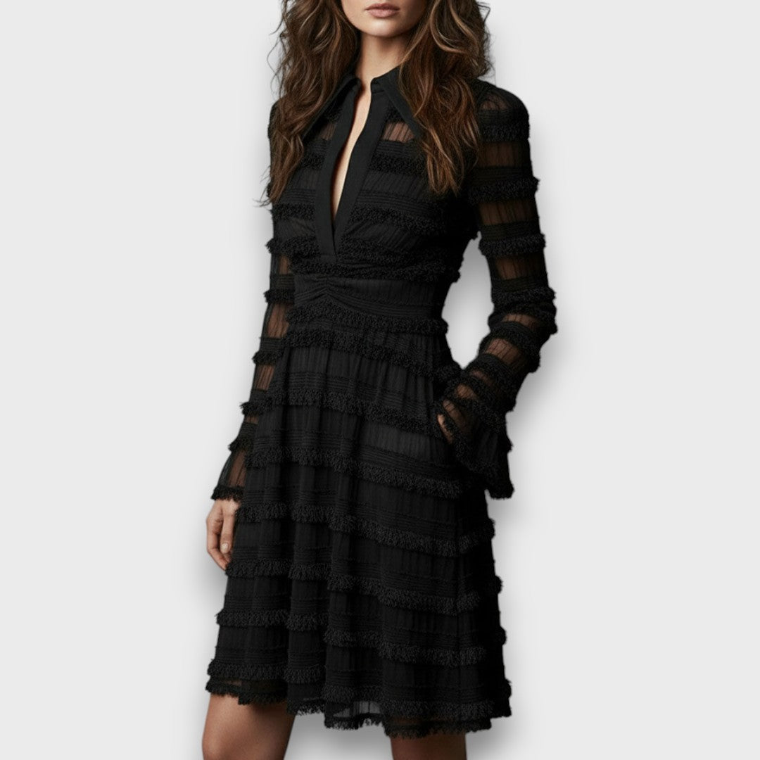 Issa - Sheer Fringe Midi Dress