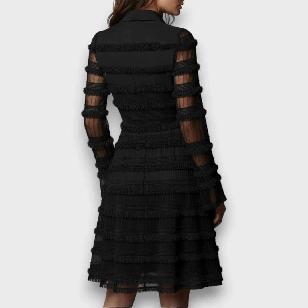 Issa - Sheer Fringe Midi Dress