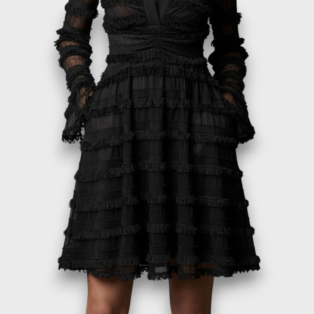 Issa - Sheer Fringe Midi Dress
