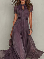 Sharon - Purple Chiffon Maxi Dress