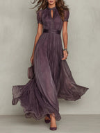 Sharon - Purple Chiffon Maxi Dress