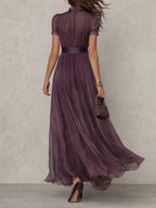 Sharon - Purple Chiffon Maxi Dress