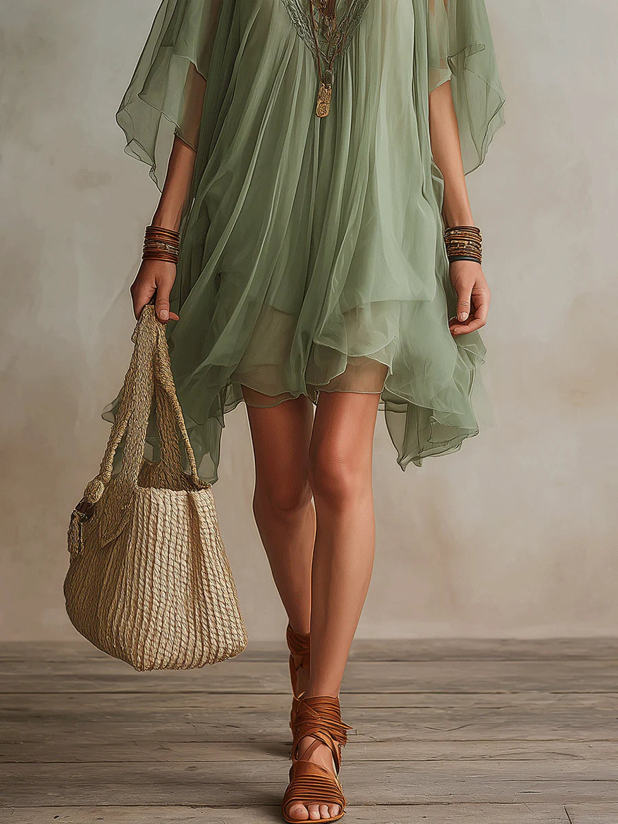 Cynthia - Airy Bohemian Mini Dress
