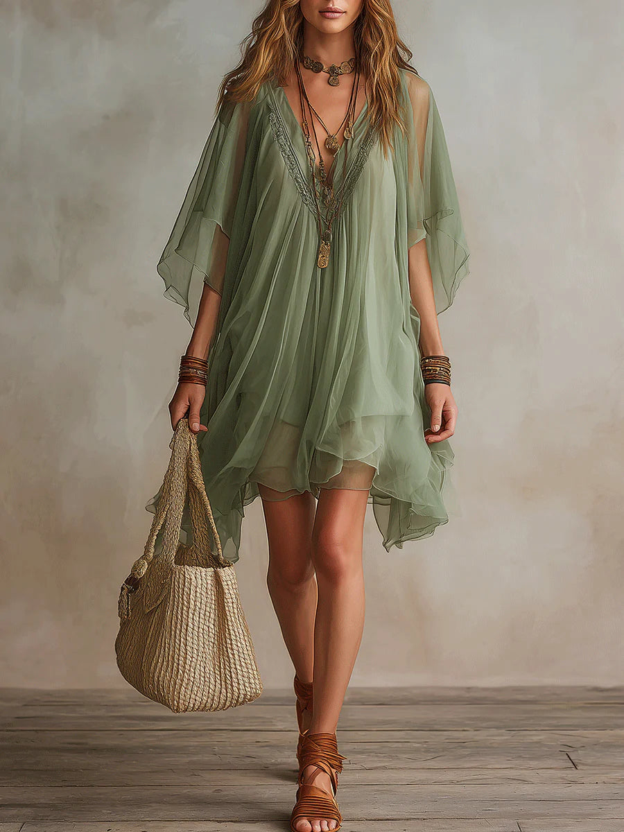 Cynthia - Airy Bohemian Mini Dress