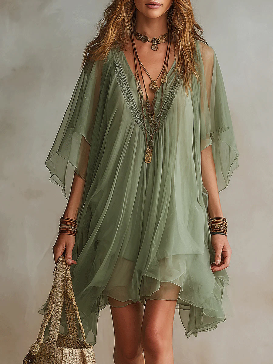 Cynthia - Airy Bohemian Mini Dress