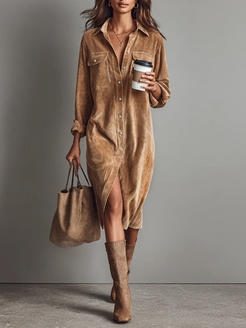 Maliah - Corduroy Midi Dress