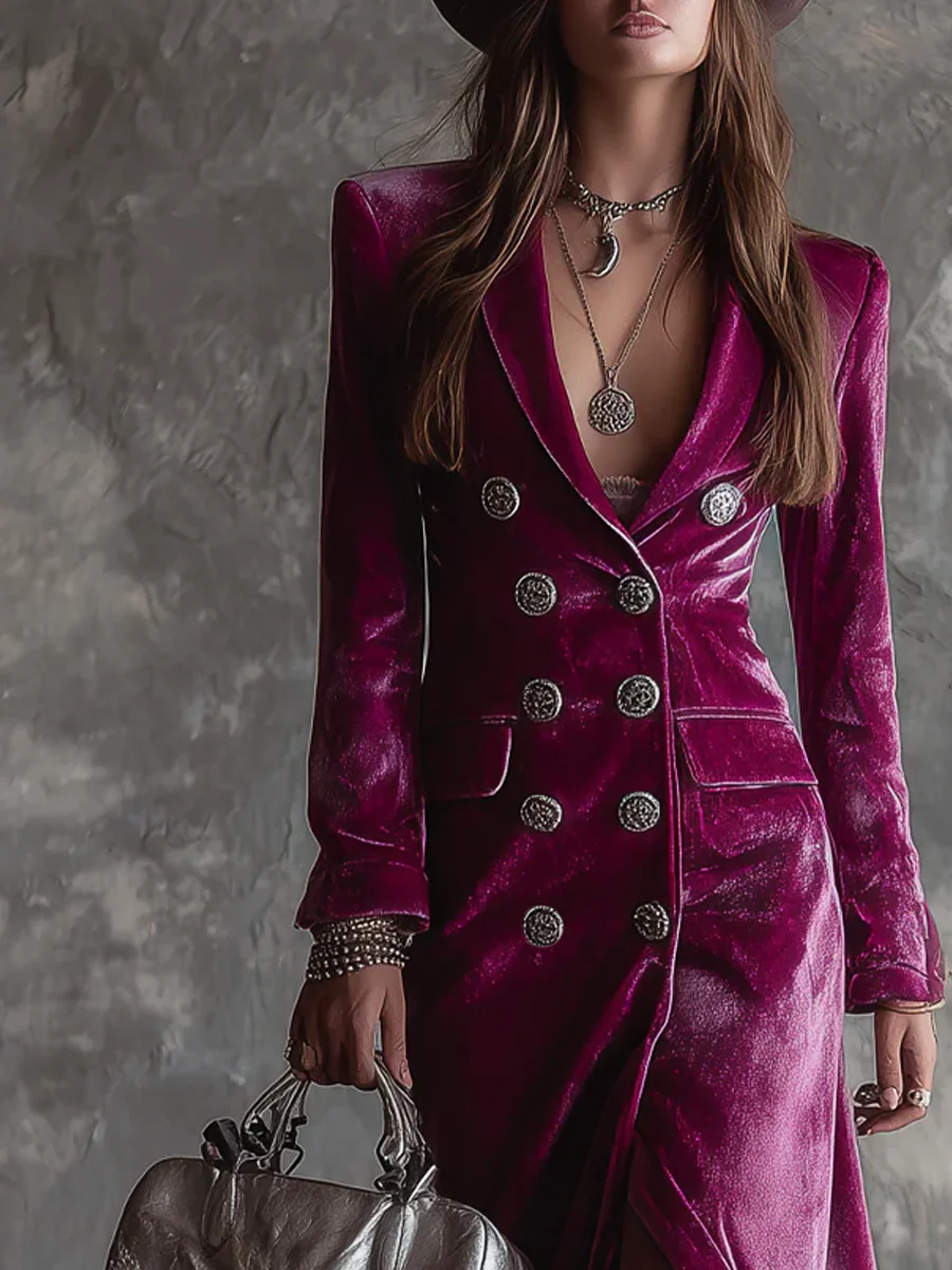 Gaille - Velvet Maxi Blazer Dress