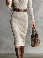 Amanda - Knit Midi Dress with Belt