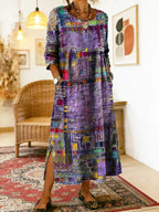 Ruby - Denim Dress with Ethnic Patchwork