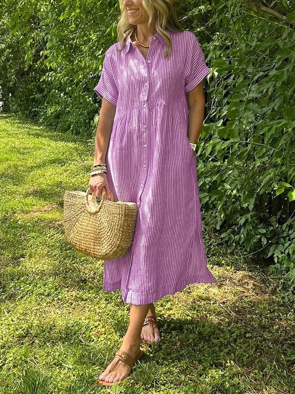 Anjie - Buttoned Cotton Maxi Dress