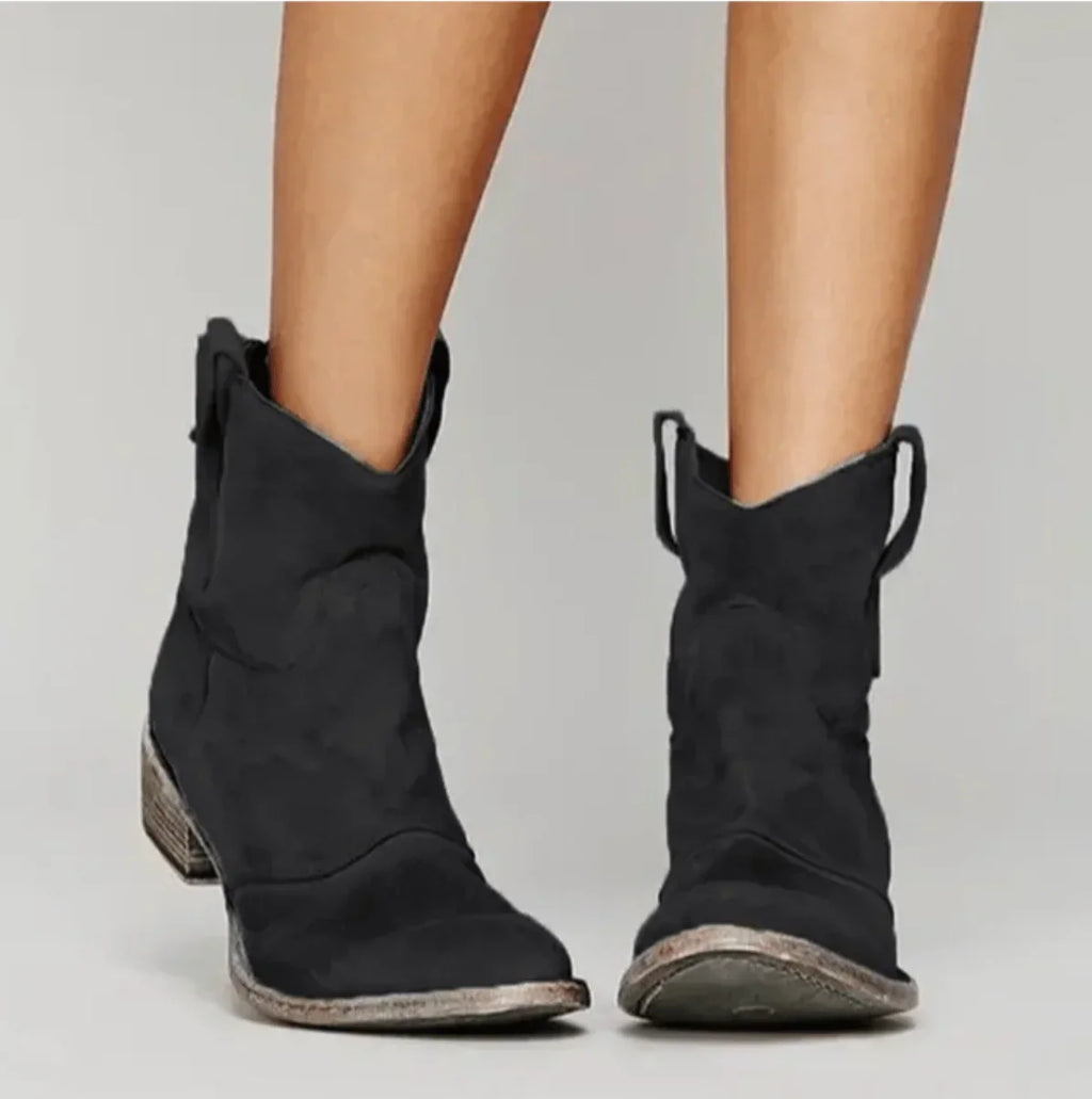 Anna Suede Boots in Black