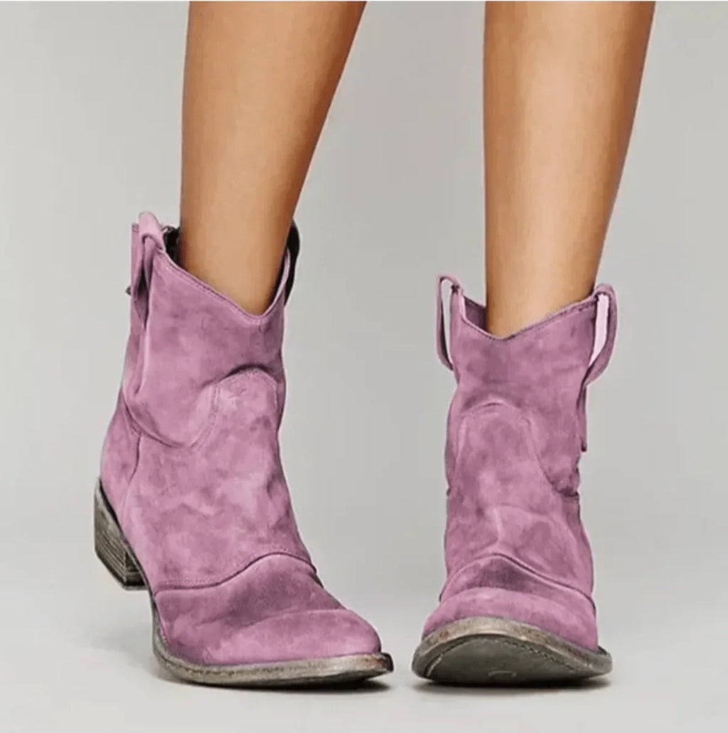 Anna Suede Boots in Pink