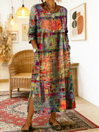 Ruby - Denim Dress with Ethnic Patchwork