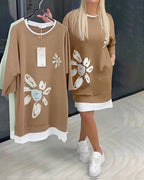 Charrie - Casual Cotton Knee-Length Dress