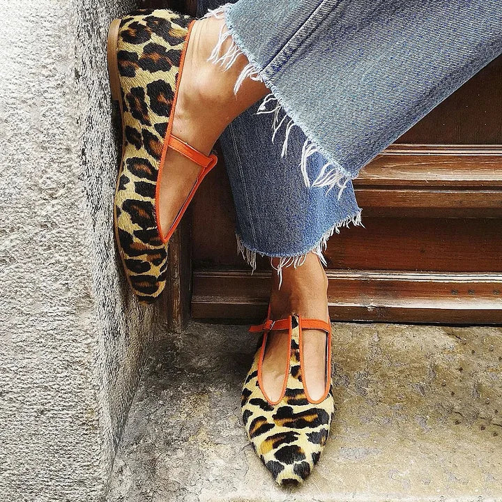 Lirra - Leopard T-Strap Flats