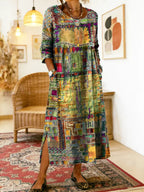 Ruby - Denim Dress with Ethnic Patchwork
