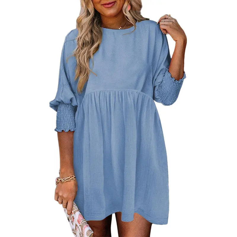 Luna - Casual Loose Fit Short Sleeve Mini Dress