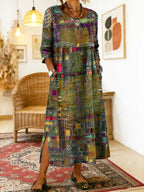 Ruby - Denim Dress with Ethnic Patchwork