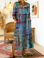Ruby - Denim Dress with Ethnic Patchwork