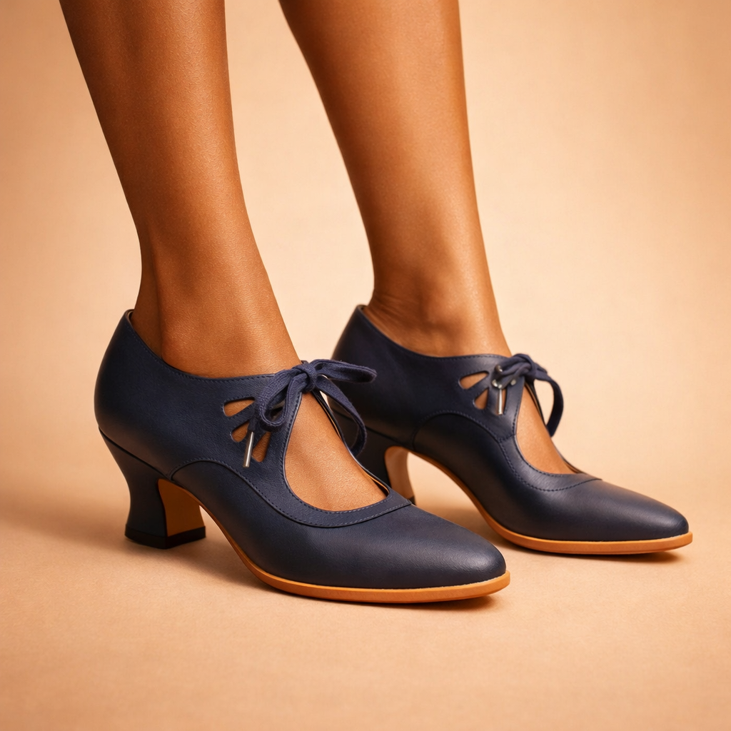 Camille Leather Lace-Up Heels detail