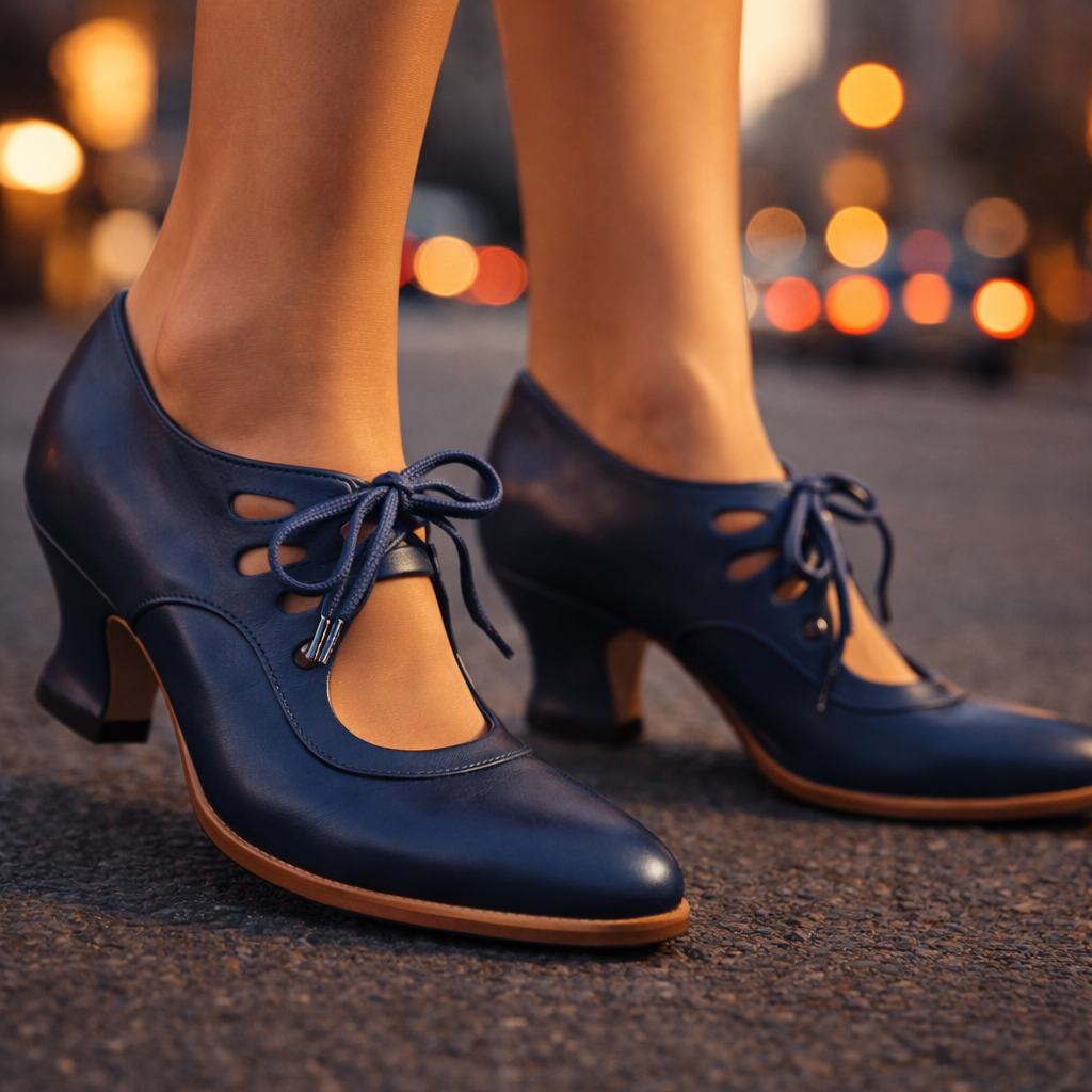 Camille Leather Lace-Up Heels detail