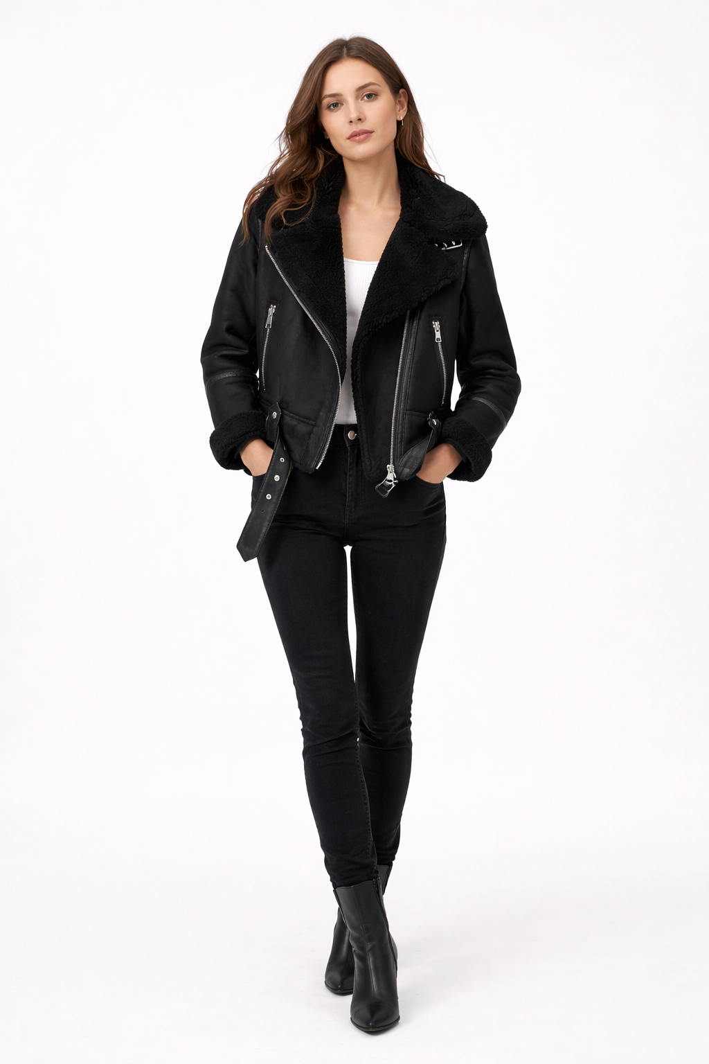 Aurelia - Sherpa-Lined Aviator Jacket