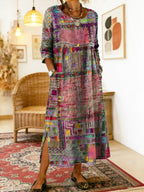 Ruby - Denim Dress with Ethnic Patchwork