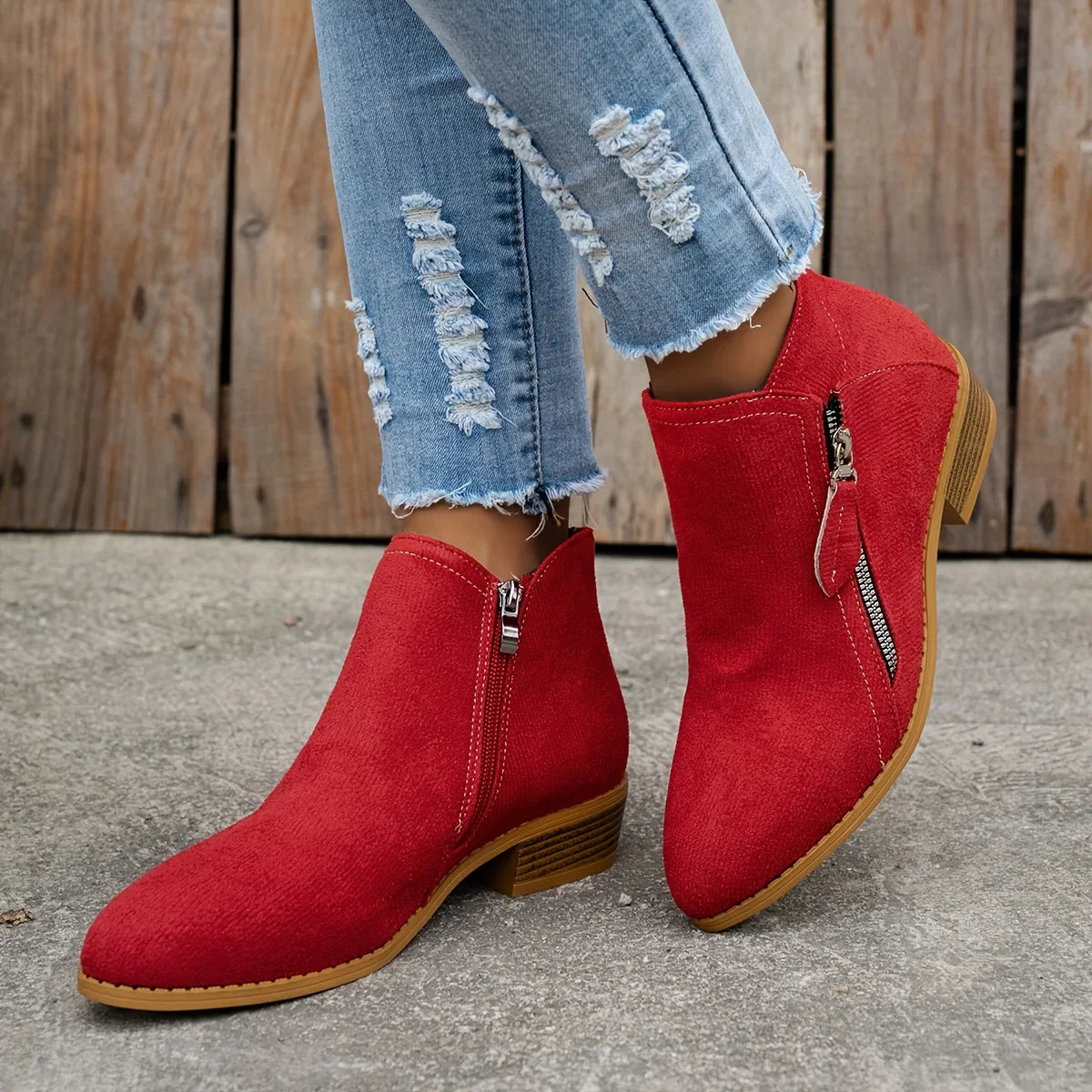 Azeya - Leather-Look Arch-Support Comfort Boots