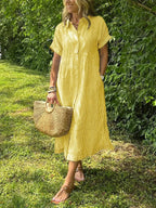 Anjie - Buttoned Cotton Maxi Dress