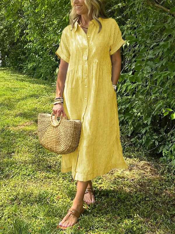Anjie - Buttoned Cotton Maxi Dress