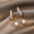Aileen - Crystal Feather Pearl Earrings