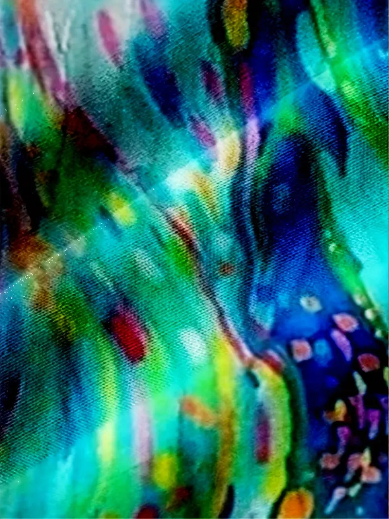 Aya - Abstract Watercolor Blouse with Button Front