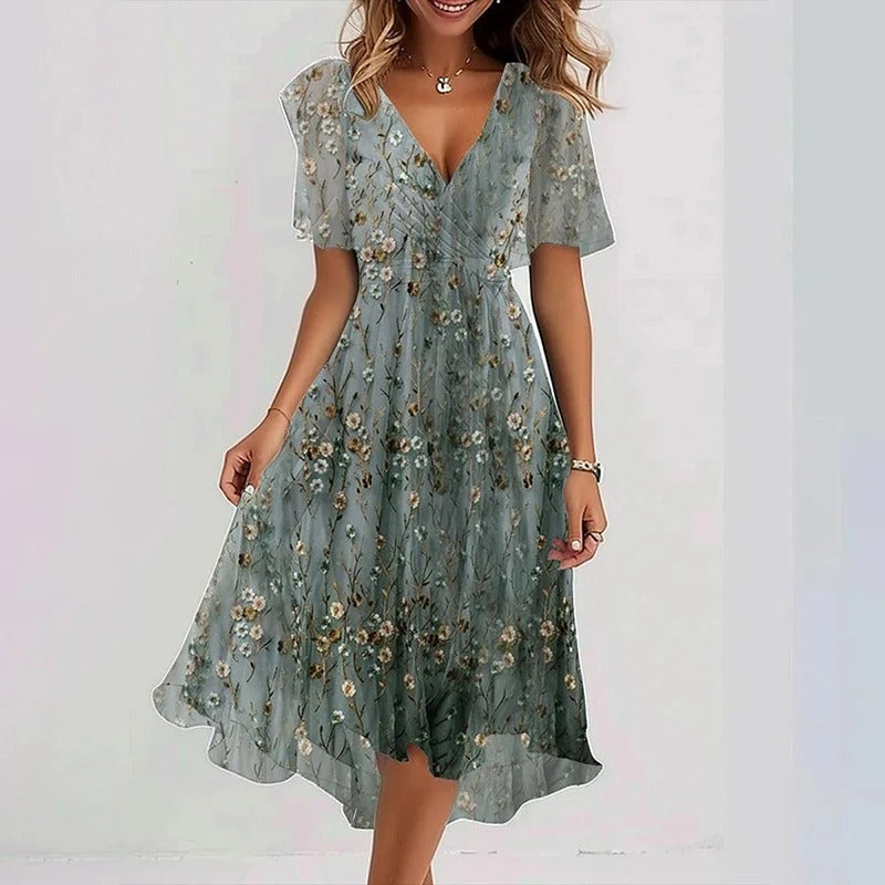 Desiree - Elegant Colorful Midi Dress