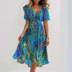 Desiree - Elegant Colorful Midi Dress