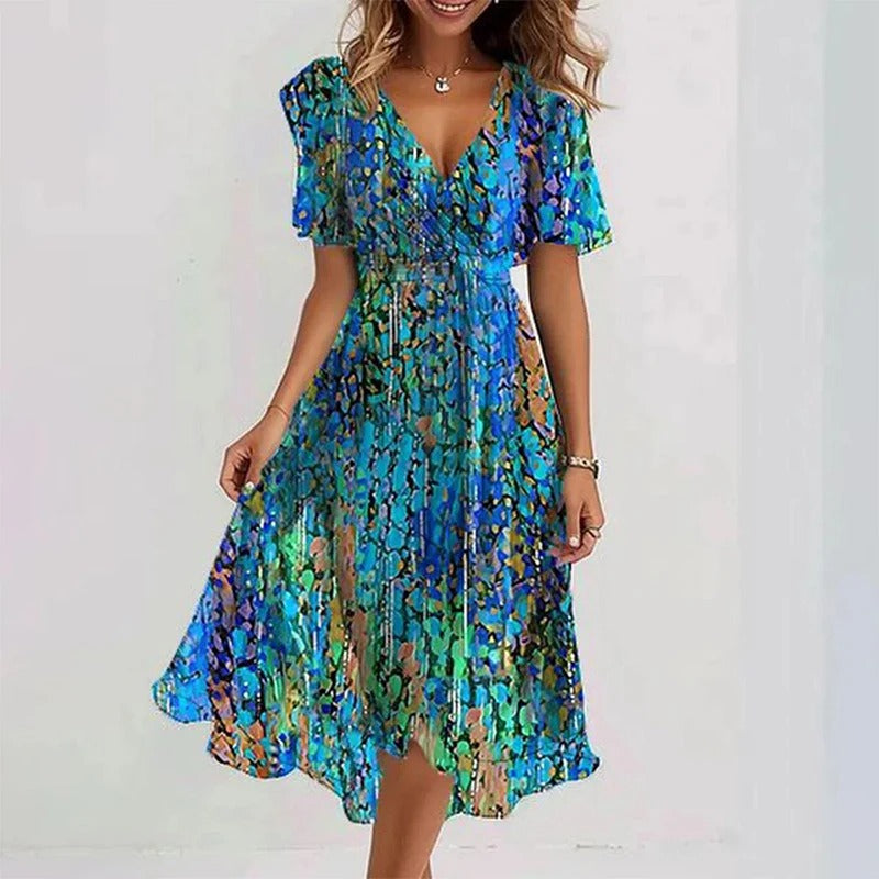 Desiree - Elegant Colorful Midi Dress